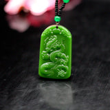 Green Jade Dragon Pendant Necklace Natural Jadeite Hand-Carved