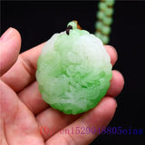 Green Jade Dragon Phoenix Pendant Carved Jewelry Natural Charm Jadeite Amulet