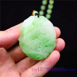 Green Jade Dragon Phoenix Pendant Carved Jewelry Natural Charm Jadeite Amulet