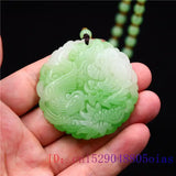 Green Jade Dragon Phoenix Pendant Carved Jewelry Natural Charm Jadeite Amulet