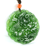 Green Jade Dragon Phoenix Pendant Necklace for Women