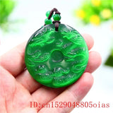 Green Jade Dragon Phoenix Pendant Necklace Chinese Charm Jewelry