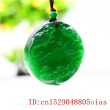 Green Jade Dragon Phoenix Pendant Necklace Chinese Charm Jewelry