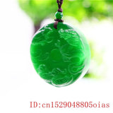 Green Jade Dragon Phoenix Pendant Necklace Chinese Charm Jewelry