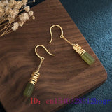 Green Jade Earrings Zircon Women Crystal Chalcedony Jewelry 925 Silver