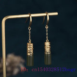 Green Jade Earrings Zircon Women Crystal Chalcedony Jewelry 925 Silver