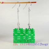 Green Jade Earrings 925 Silver Vintage Charms Natural Stone Chinese Gift