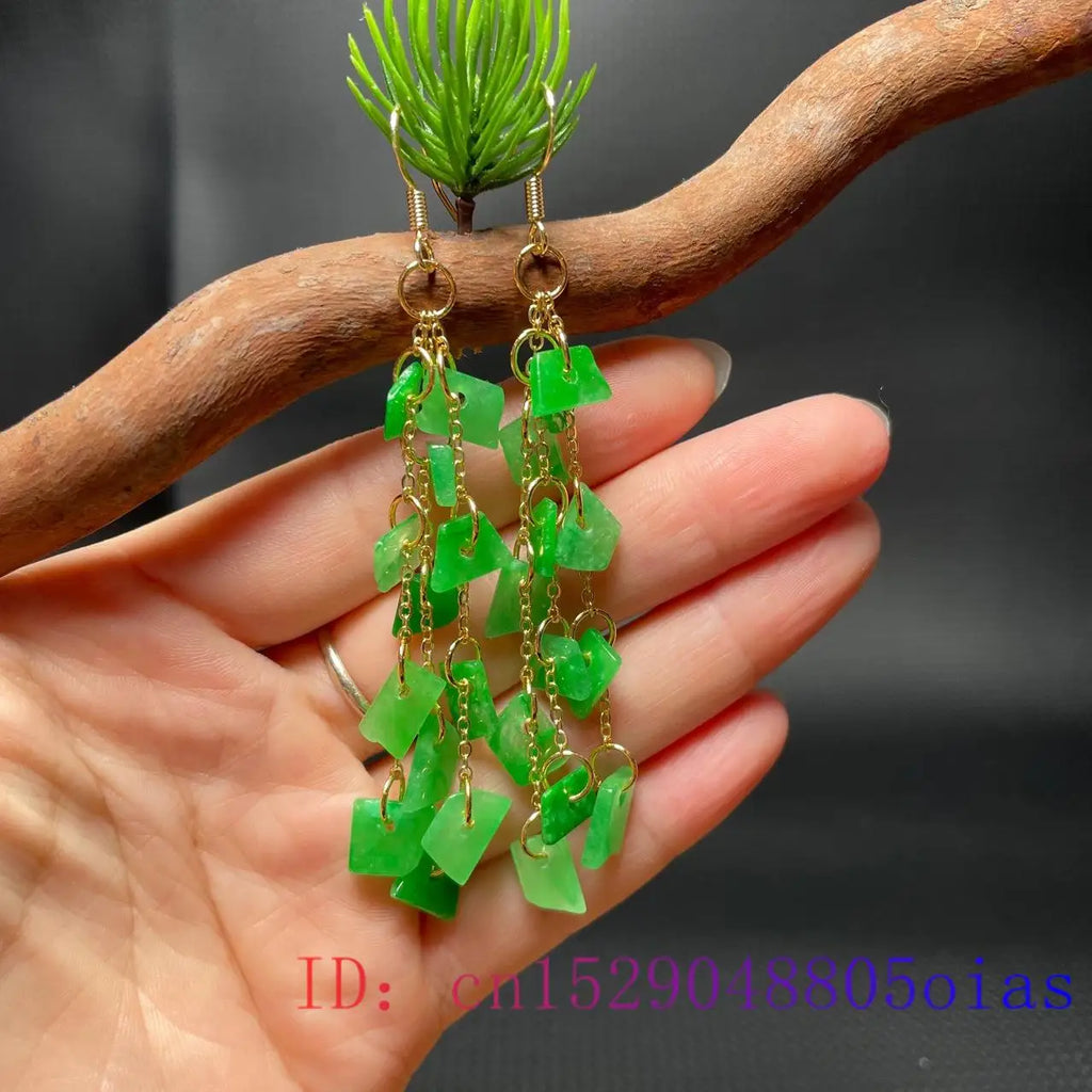 Green Jade Earrings 925 Silver Vintage Chinese Jadeite Jewelry