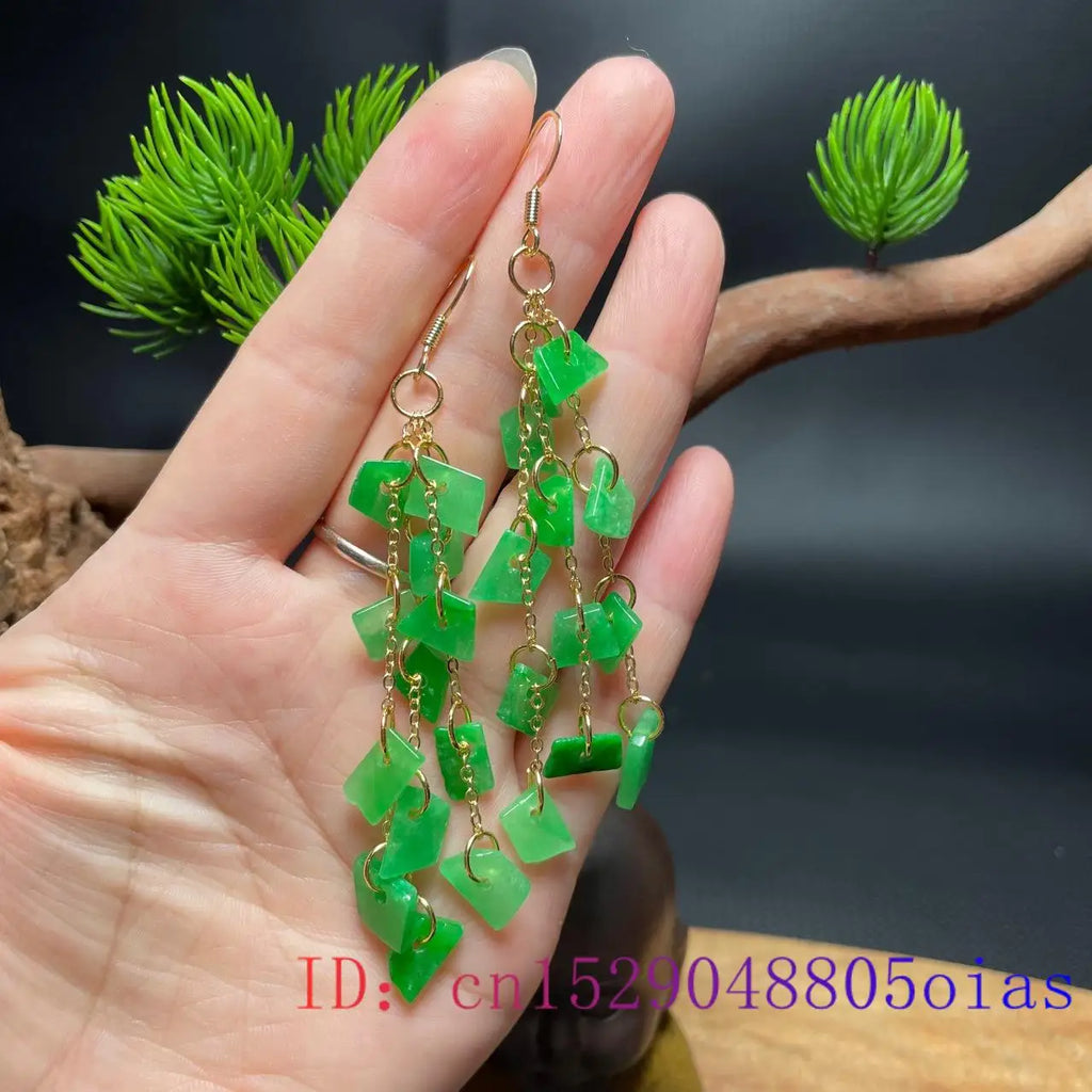 Green Jade Earrings 925 Silver Vintage Chinese Jadeite Jewelry