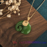 Green Jade Elephant Pendant Chalcedony Silver Charm Necklace