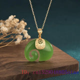 Green Jade Elephant Pendant Chalcedony Silver Charm Necklace