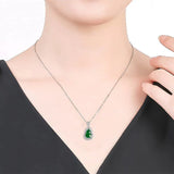 Green Jade Emerald Gemstones Lucky Gourd Pendant Necklace 925 Silver Jewelry