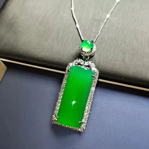 Green Jade Emerald 925 Silver Necklaces For Women