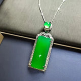 Green Jade Emerald 925 Silver Necklaces For Women