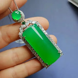 Green Jade Emerald 925 Silver Necklaces For Women
