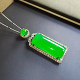 Green Jade Emerald 925 Silver Necklaces For Women
