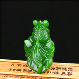 Green Jade Fish Pendant Necklace Chinese Hand-Carved Charm Goldfish Jewelry