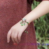 Green Jade Flower Bracelets Chalcedony Chinese Stone Gift Jewelry Bangle