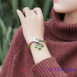 Green Jade Flower Bracelets Chalcedony Chinese Stone Gift Jewelry Bangle
