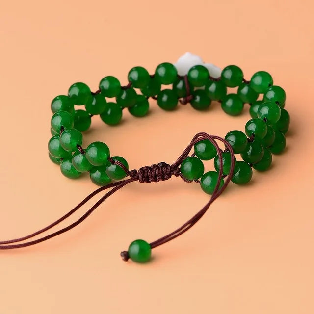 Green Jade Flower Bracelets Charms Natural Bangle Gemstones Chinese Accessories