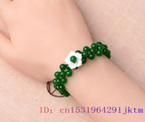 Green Jade Flower Bracelets Charms Natural Bangle Gemstones Chinese Accessories