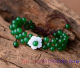 Green Jade Flower Bracelets Charms Natural Bangle Gemstones Chinese Accessories