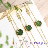 Green Jade Flower Bracelet Chalcedony Jewelry Men Bangles 925 Silver