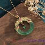 Green Jade Flower Pendant Choker Necklace 925 Silver Charm