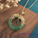 Green Jade Flower Pendant Choker Necklace 925 Silver Charm