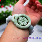 Green Jade Flowers Elastic Bracelet Women Bangle Jadeite Amulet Charm