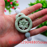 Green Jade Flowers Elastic Bracelet Amulet Bangle A Jadeite Charm Men Women