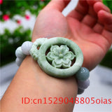Green Jade Flowers Elastic Bracelet Amulet Bangle A Jadeite Charm Men Women