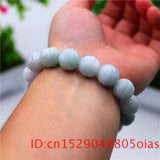 Green Jade Flowers Elastic Bracelet Amulet Bangle A Jadeite Charm Men Women