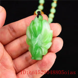 Green Jade Fox Pendant Chinese Women Natural Jewelry Amulet Necklace Jadeite