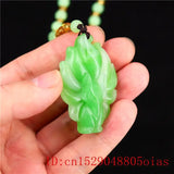 Green Jade Fox Pendant Chinese Women Natural Jewelry Amulet Necklace Jadeite