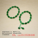 Green Jade Gourd Bracelets Bangle Jewelry Elastic Natural Bead Amulet