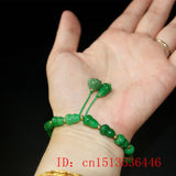 Green Jade Gourd Bracelets Bangle Jewelry Elastic Natural Bead Amulet