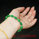 Green Jade Gourd Bracelets Bangle Jewelry Elastic Natural Bead Amulet