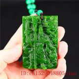 Green Jade Guangong Pendant Natural Men Chinese Carved Jewelry Necklace Amulet