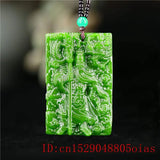 Green Jade Guangong Pendant Natural Men Chinese Carved Jewelry Necklace Amulet