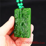 Green Jade Guangong Pendant Natural Men Chinese Carved Jewelry Necklace Amulet