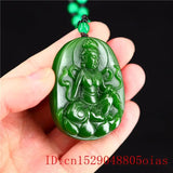 Green Jade Guanyin Pendant Necklace Chinese Charm Amulet