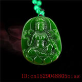 Green Jade Guanyin Pendant Necklace Chinese Charm Amulet