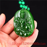 Green Jade Guanyin Pendant Necklace Chinese Charm Amulet