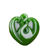 Green Jade Heart Pendant Necklace Chinese Hand-Carved Charm Jewelry