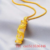 Green Jade Dragon Pillar Pendant 925 Silver Necklace