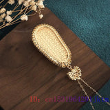 Green Jade Lentils Pendant Necklace Choker Carved Jewelry