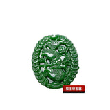 Green Jade Money Dragon Pendant Necklace Chinese Hand-Carved Luck Gift Amulet