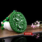 Green Jade Money Dragon Pendant Necklace Chinese Hand-Carved Luck Gift Amulet