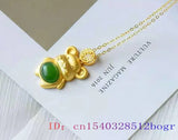 Green Jade Mouse Pendant 925 Silver Chalcedony Zircon Jewelry
